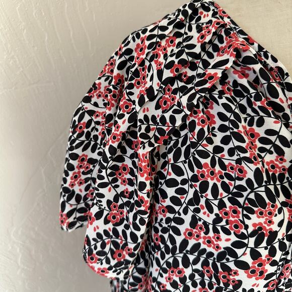 MAX STUDIO | Women’s Flutter Sleeve Top Faux Tie Multicolor Floral Blouse NEW XL - Picture 7 of 9